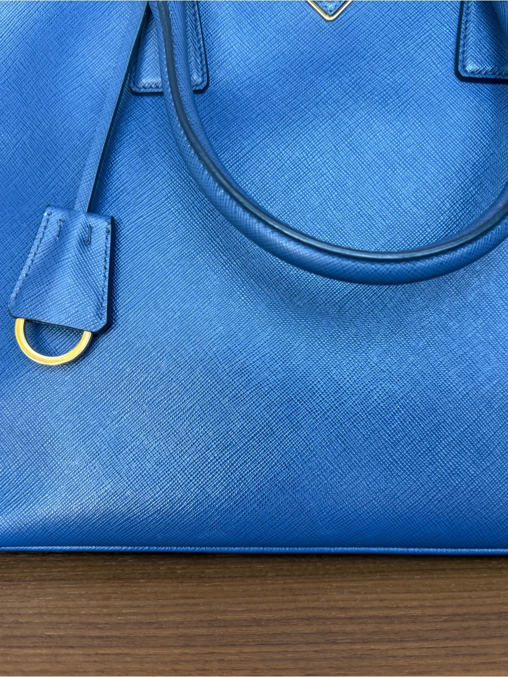 Prada Blue Saffiano Leather Satchel with Gold Hardware - Picture 6 of 14